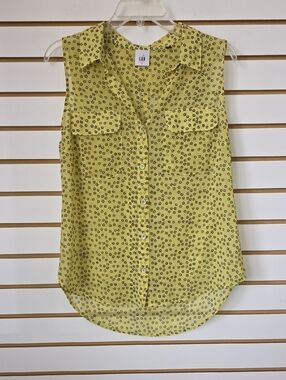 CAbi Sleeveless Button-Front Blouse with Floral Print